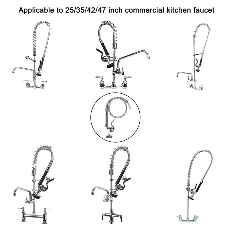 KWODE Commercial Sink Sprayer Valve with Hose, 44â€ Commercial Sink Sprayer Hose Replacement Kit for Commercial Kitchen Sink Faucet (Free Brass Adapter to Connect Add-on Swivel Spout) - Image 3